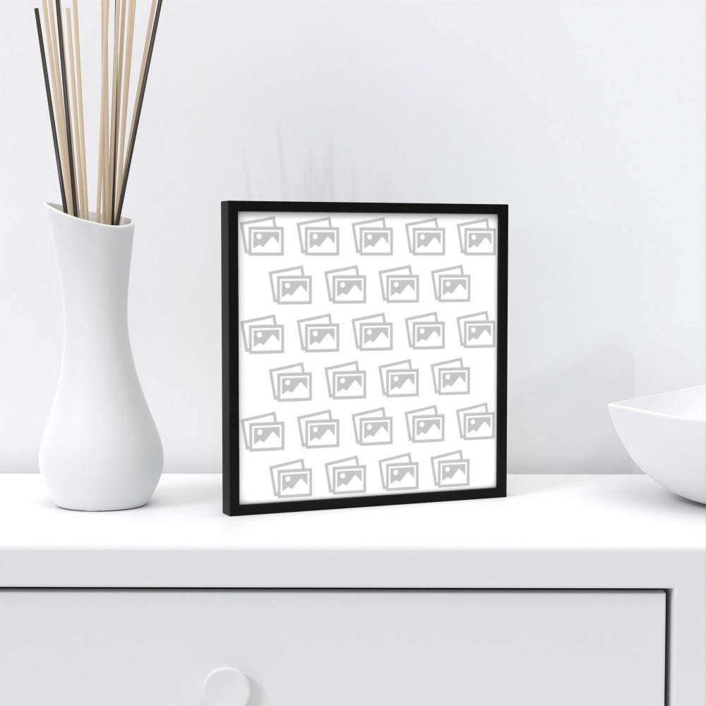 Close up Eco-Friendly Repositionable Pet Photo Frame mock up on wall with black frame