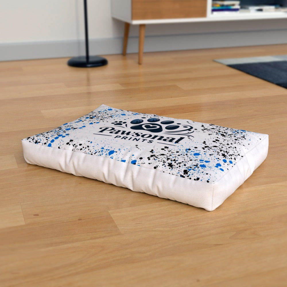 "Close-up of tough, waterproof canvas fabric used in the custom dog bed, showing durability and texture."