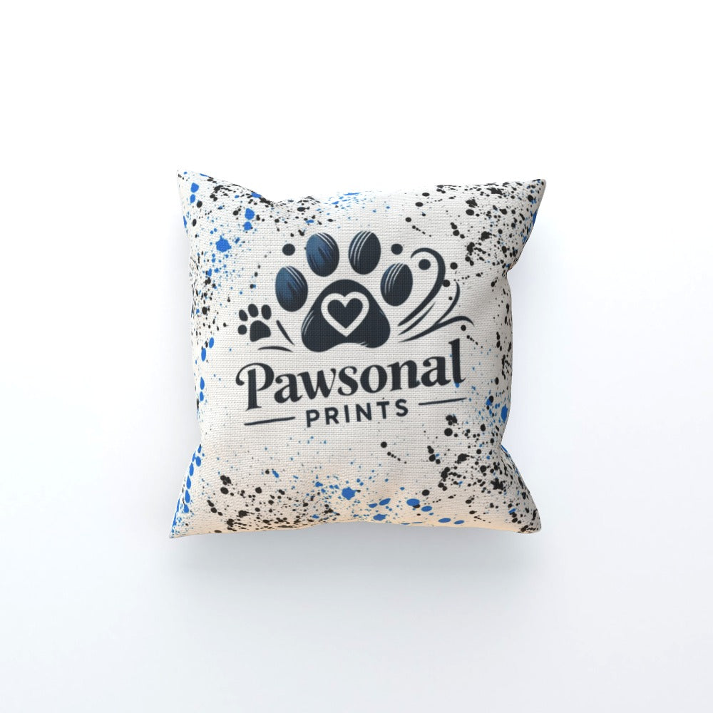 Personalised Pet Photo Cushion – Faux Suede or Linen closeup with custom logo