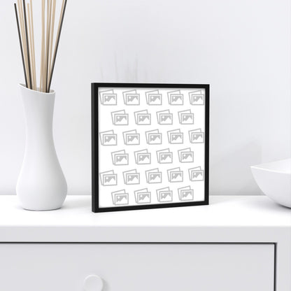 Close up Eco-Friendly Repositionable Pet Photo Frame mock up on wall with black frame 