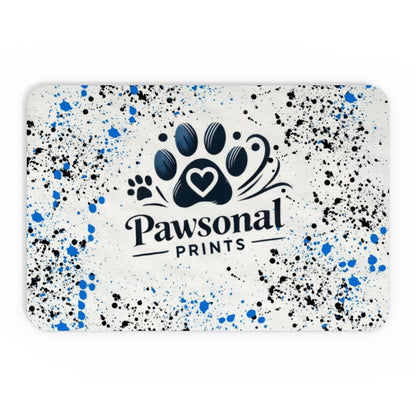 Close-up of personalised pet mat with custom print and vibrant print and easy-clean surface