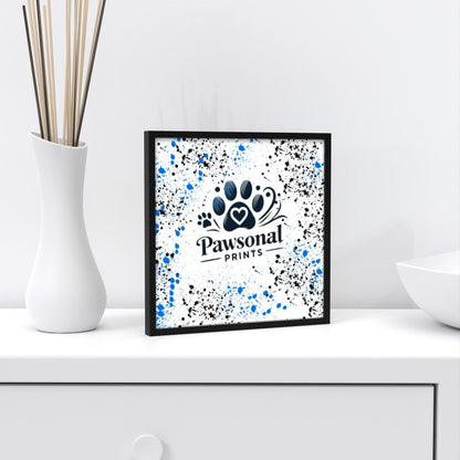 Eco-Friendly Repositionable Pet Photo Frame on sideboard with custom logo
